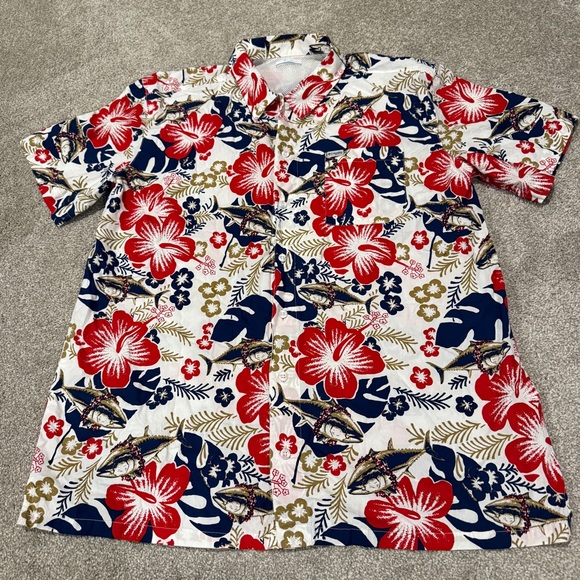 Columbia PFG Shirt Men’s XL Hawaiian Hibiscus Trollers Best Fishing Gear - Picture 2 of 8